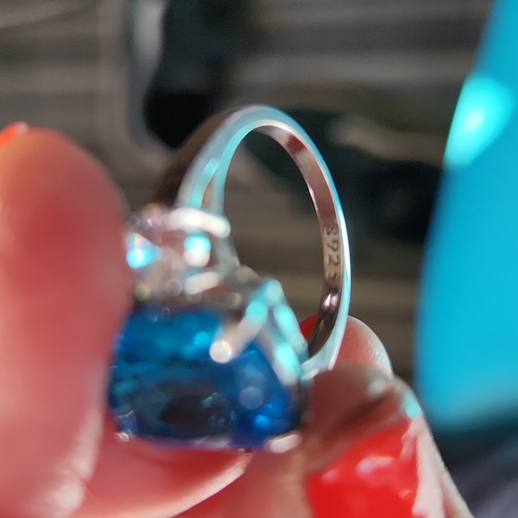 Blue Emerald 925 silver Ring - Picture 3 of 5